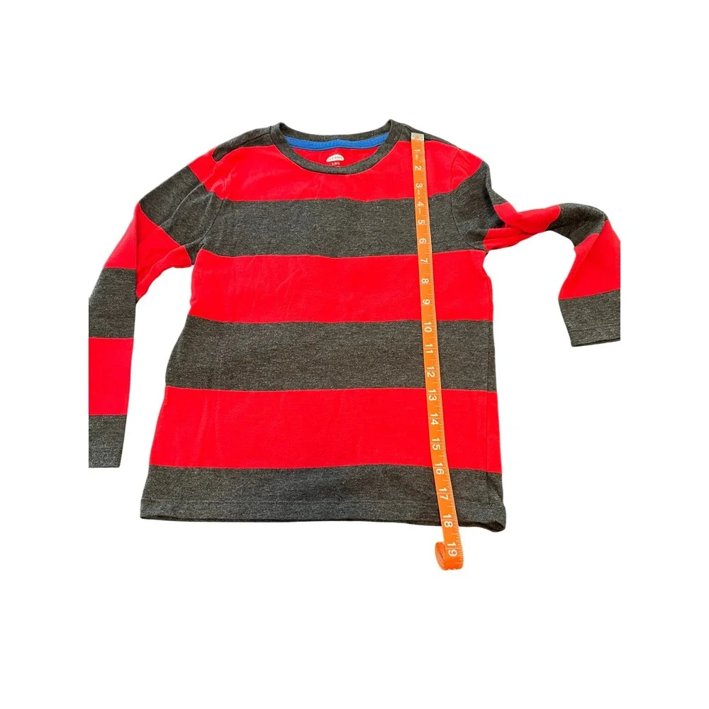Old Navy‎ Boys Red Charcoal Gray Striped Long Sleeve T-Shirt Size S 6-7
